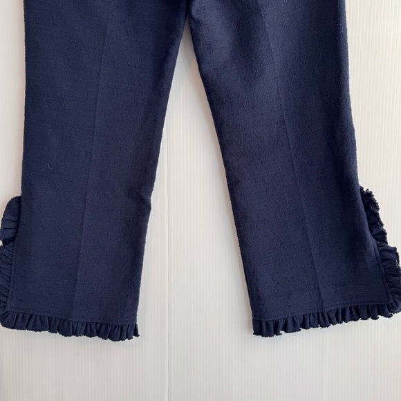 Trina Turk Navy Cropped Pants with Ruffle Hem - Picture 8 of 9